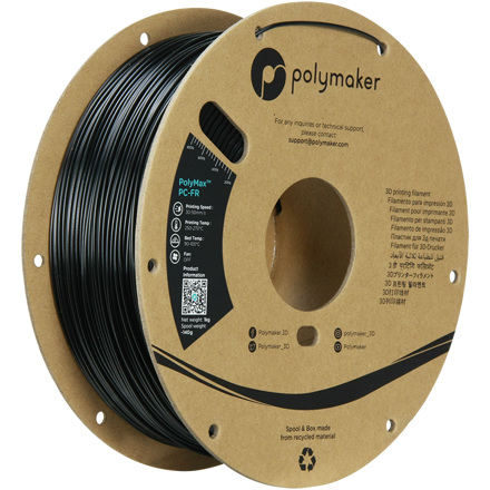 PC-FR PolyMax samozhášivý filament černý 1,75mm Polymaker 1kg