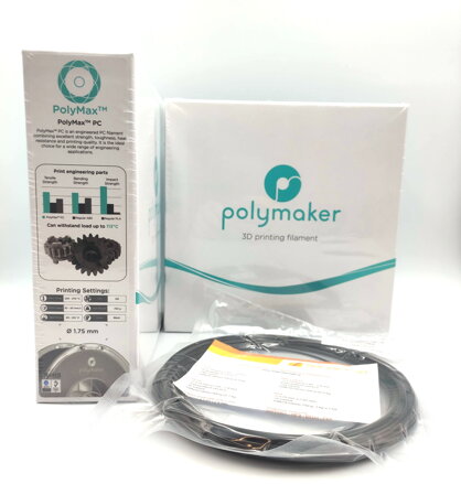 Vzorka 20 metrov - PC polymax vlákno čierny 1,75 mm polymaker