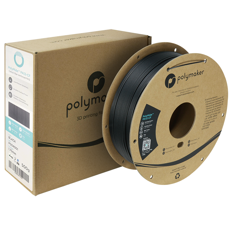 Polymid ™ PA12-CF vlákno Čierny 1,75 mm Polymaker 500G