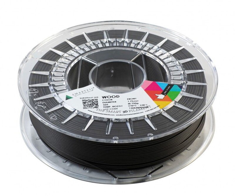 Drevené vlákno tmavo hnedé Eben 1,75 mm Smartfil 750 g Drevené vlákno tmavo hnedé Eben 1,75 mm Smartfil 750 g
