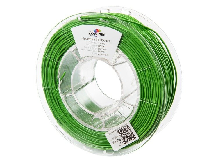 S-flexové vlákno 90A Lime zelené 1,75 mm spektrum 0,25 kg