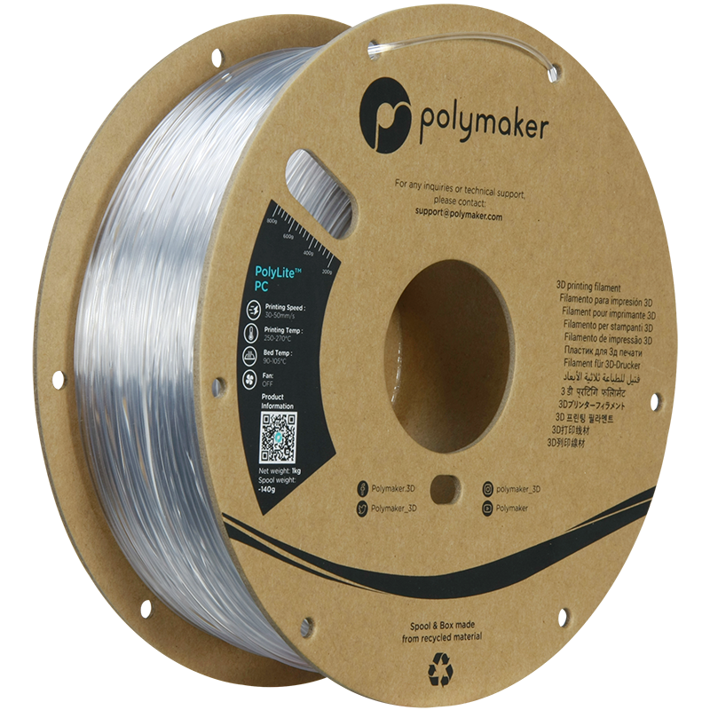 PC Polylit Filament Transparent 1,75 mm polymaker 1 kg