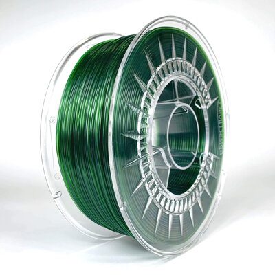 PET-G filament 1,75 mm zelený transparentný green transparent Devil Design 1 kg