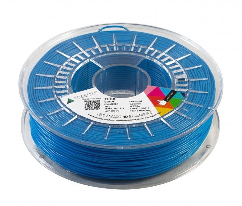 Flex Filament Sapphire Blue 1,75 mm SmartFil Coil: 0,75 kg Flex Filament Sapphire Blue 1,75 mm SmartFil Coil: 0,75 kg