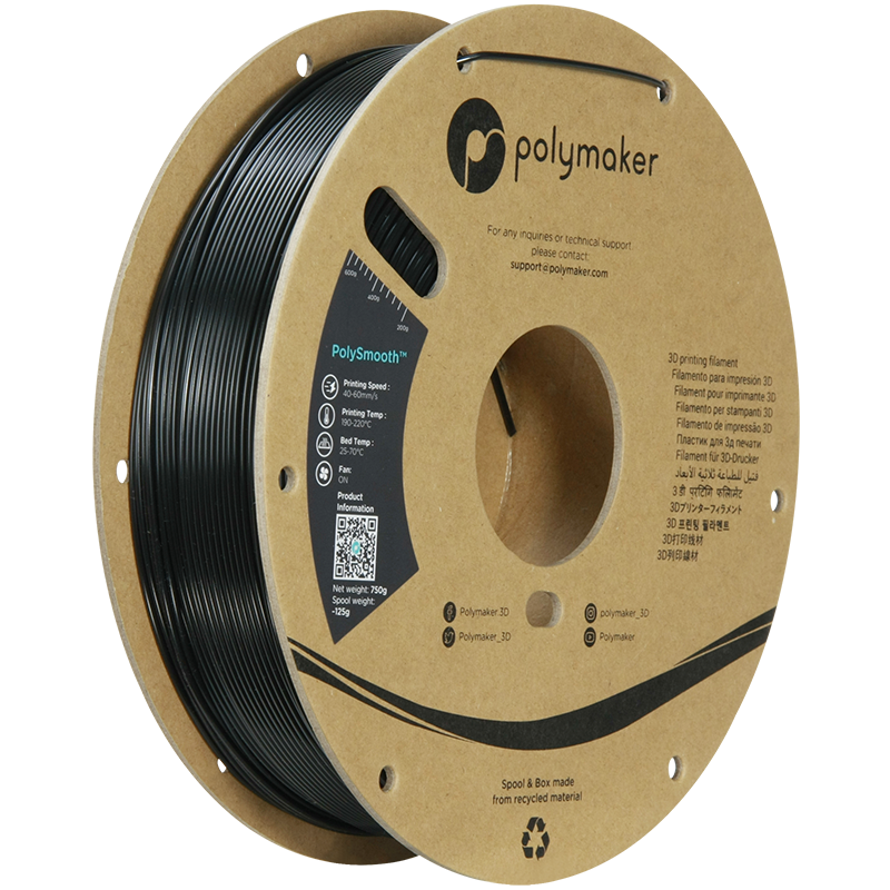 Polysmooth vlákno čierny 1,75 mm polymaker 750g Polysmooth vlákno čierny 1,75 mm polymaker 750g